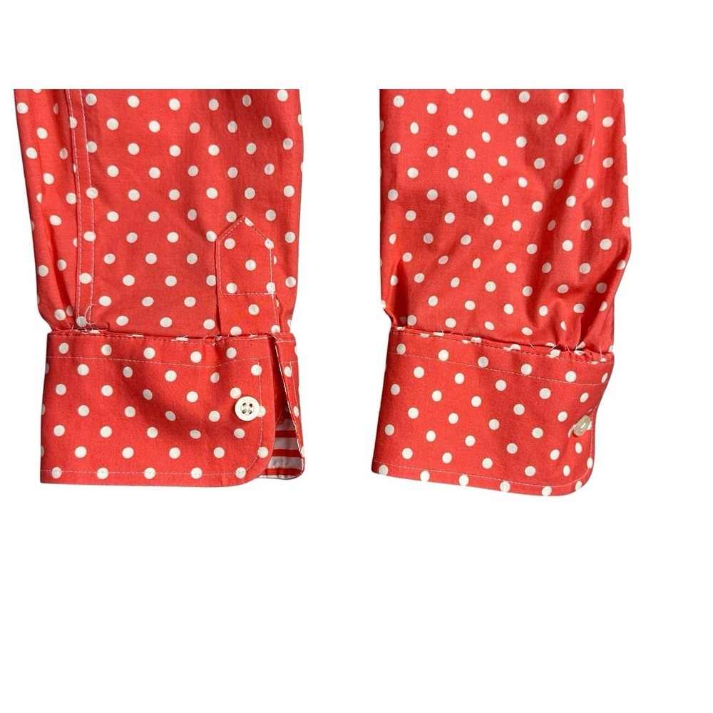 Women's Ralph Lauren Pink White Polka Dot 100% Cotton Blouse Medium - Picture 11 of 13